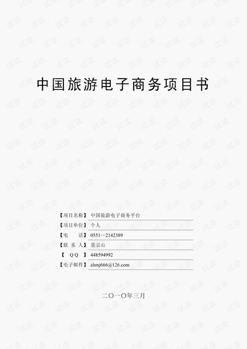 中國旅游電子商務(wù)項目計劃書